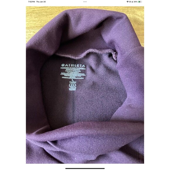 Athleta Womans L Seamless Turtleneck Workout/Layering Long Sleeve Top Purple - Picture 4 of 8